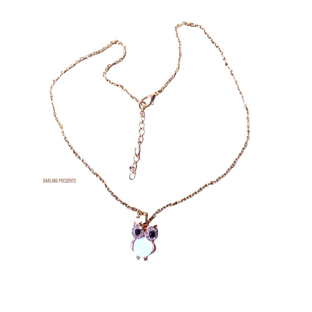 Owl Acrylic Crystal Necklace Women/Girls Color White